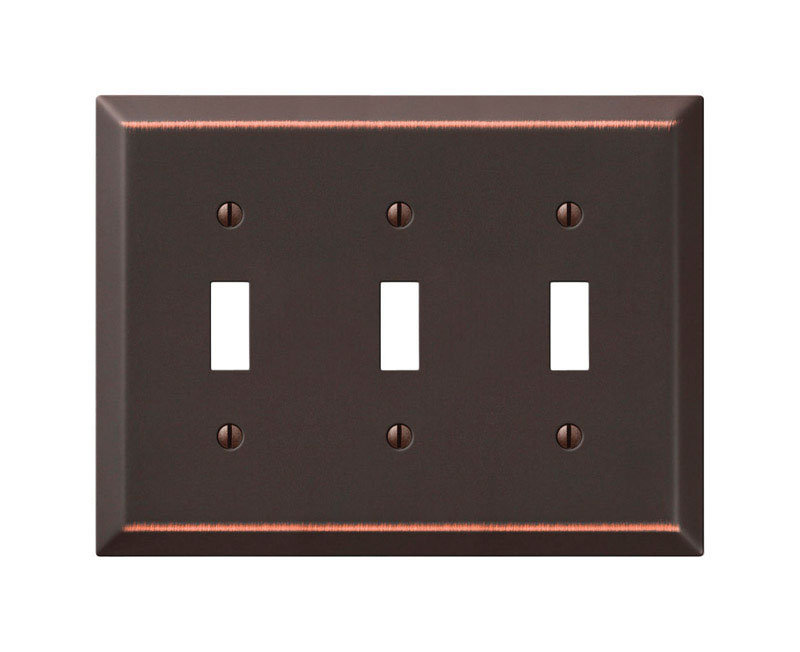 Aged Bronze 3-Gang Steel Toggle Wall Plate