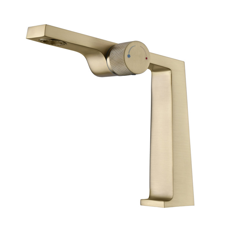 7.87" Tall Faucet for Bathroom Sink, Solid Brass Vessel Sink Faucet for 1 Hole, Brushed Gold