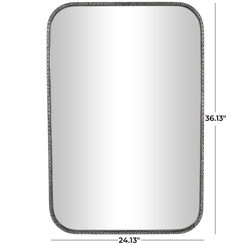 Joviana Wooden Silver Wall Mirror with Double Layered Linked Chain Frame
