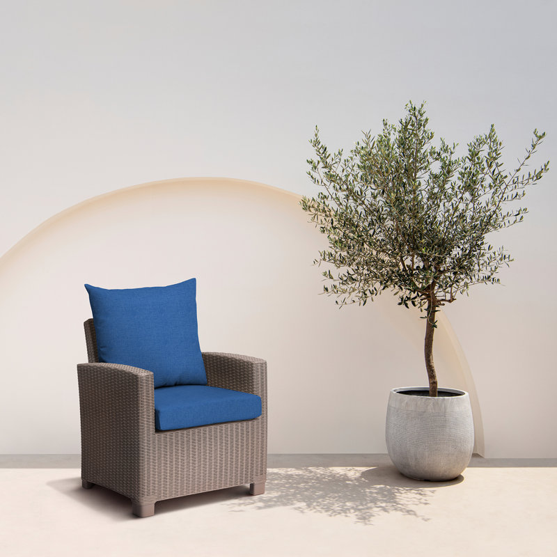 Cobalt Blue Polyester Outdoor Deep Seat Cushion Set