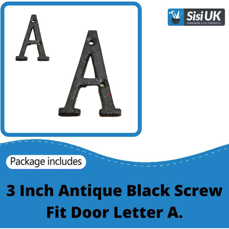 Antique Black Door Number 3inch 7.5cm H Cast Iron House Letters And Numbers, A