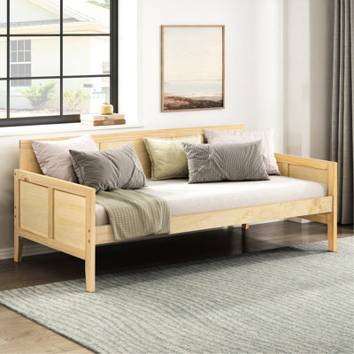 Twin Size Natural Pine Daybed, Modern Style, Wood Frame, No Box Spring, 78" X 41.5" 31.5", For Living Area Daybed With Finish, Bed Ideal Primary Living, 31.5