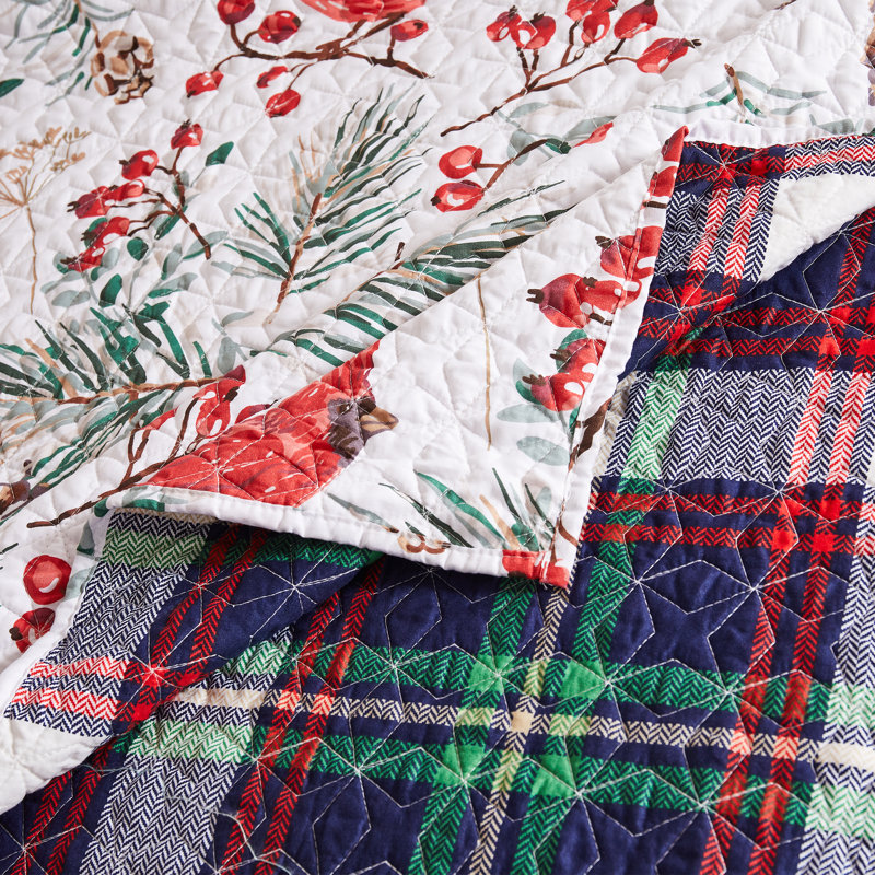 Greenland Home Fashions Cardinal Plaid Throw Red – 50"x60", Brushed Microfiber Shell, Cotton-Blend Fill, Machine Washable