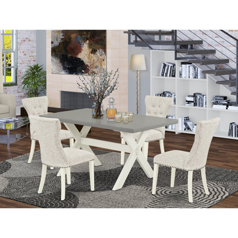 Solid Wood Solid Wood Top Trestle Dining Set, 30" H x 72" W x 40" D, 5 Pieces: Table, 4 Chairs