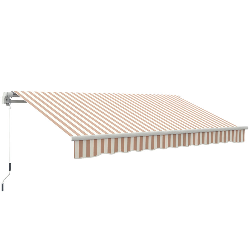 Auvent de patio rétractable, L 144 po x P 120 po, Beige rayé, Beige