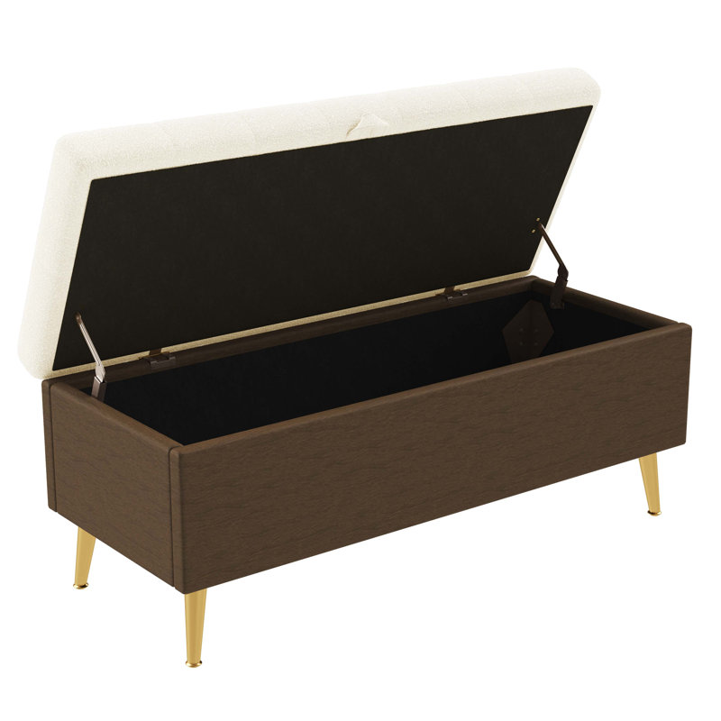 Banc de rangement avec repose-pieds Modern Modern, Beige, Beige