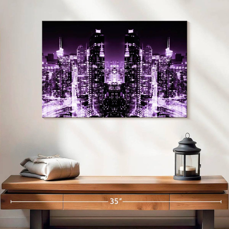 Ravi NYC Reflection - Night Skyline III, H 32 po x l 48 po