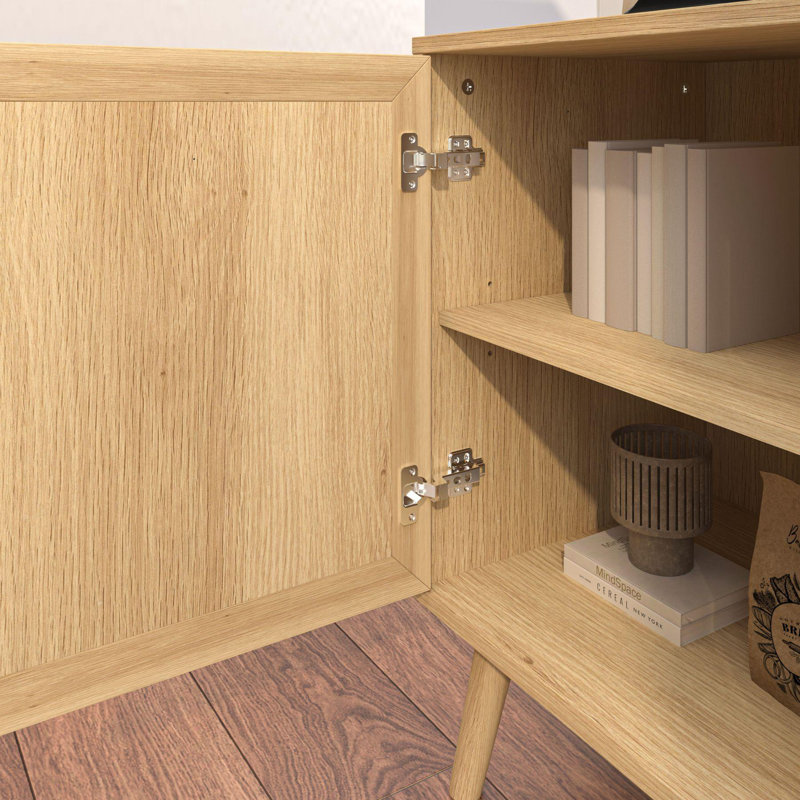 Anelise 1 Rattan Door Open Shelving Sideboard Cabinet Storage Unit