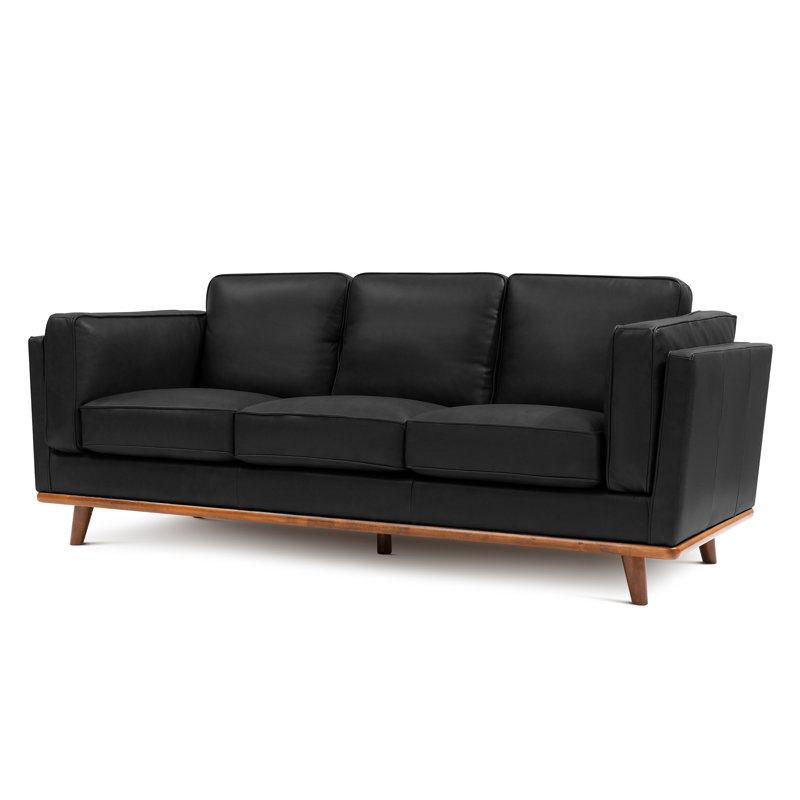 Valencia 88" Valencia Leather Sofa, Valencia, Noir, noir, noir, noir