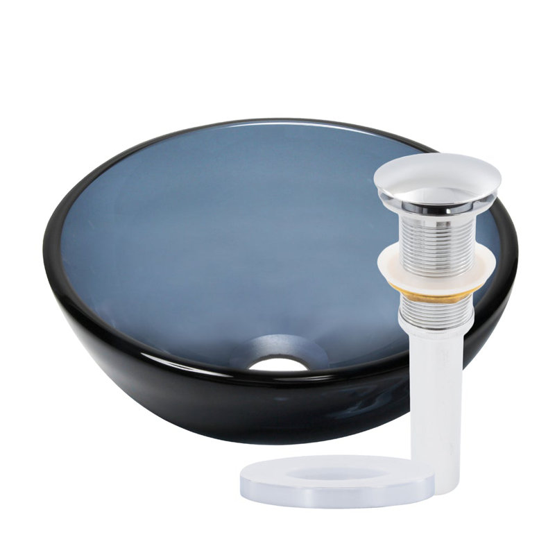 Glass Circular Vessel Bathroom Sink, Chorme