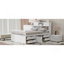 Full Size Captain Platform Bed Frame With Storage Bookcases And Shelves,Four Drawers,White