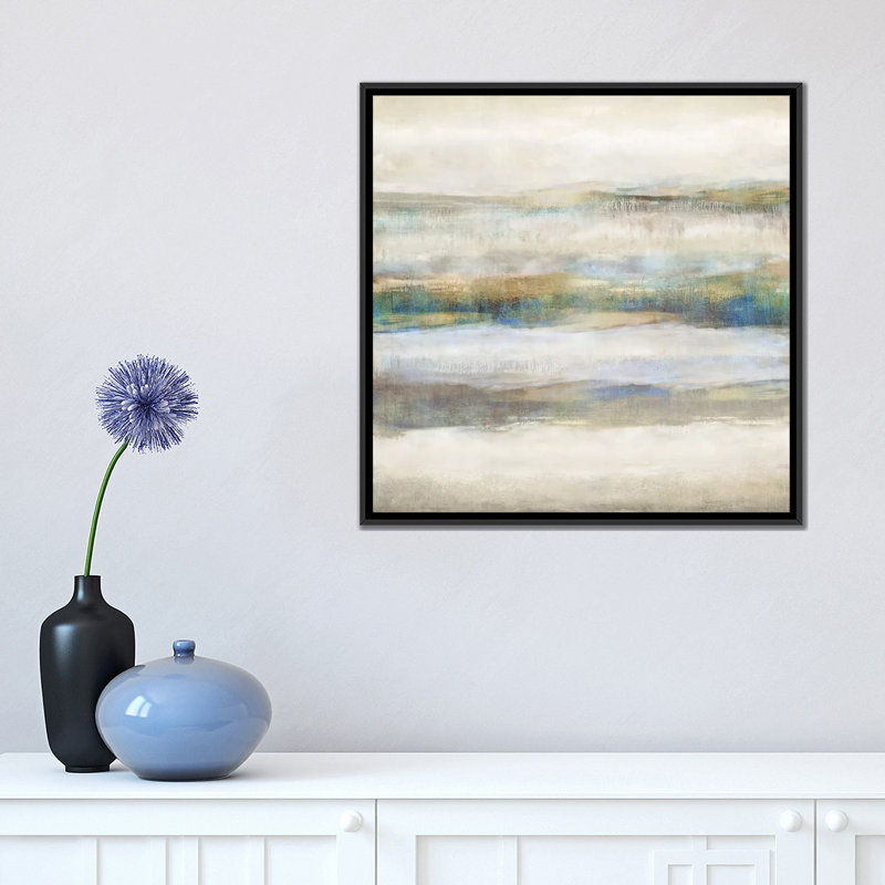«Linear Motion Aqua», reproduction sur toile, H 18 po x l 18 po x P 1,5 po, Toile avec cadre noir, Pas de tapis