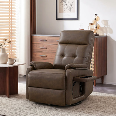 Chaise pivotante manuelle de 25,2 po avec pochette de rangement, plateau rabattable et porte-gobelets doubles