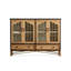 Buffet rustique vieilli avec portes et tiroirs en verre arqué