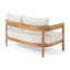  Causeuse d'extérieur en bois avec table basse, ensemble de meubles de patio en bois d'acacia avec coussins résistants aux intempéries, conception de jardin moderne, beige