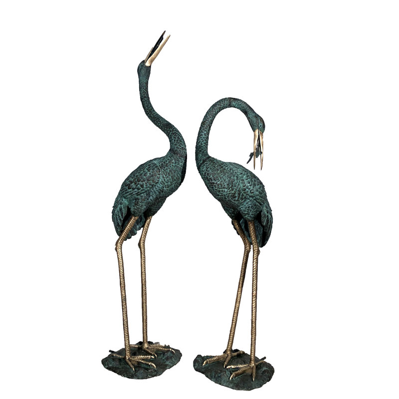Crane Bronze Garden Statue