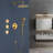 1-Spray 11.8 In. Wall-Mounted Dual Fixed And Handheld Shower Head 2.5 GPM With Slide Bar, Body-Sprays In Brushed Gold