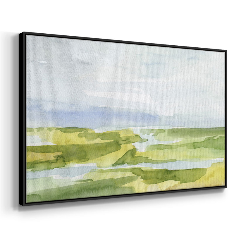 Watery Lowlands III, reproduction d'art sur toile, H 27 po x l 41 po x P 2 po, Toile avec cadre flottant noir