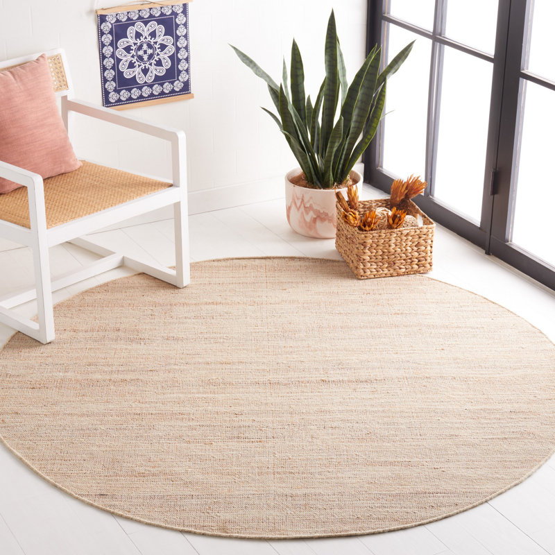 Tapis naturel / beige Solem Fiber 554, Rond 6 pi