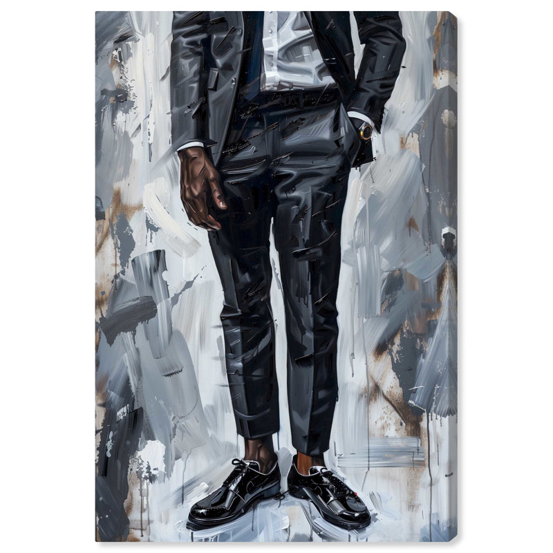 Notoriart Man of Style Black and Gray Canvas Wall Art, 36" x 54"