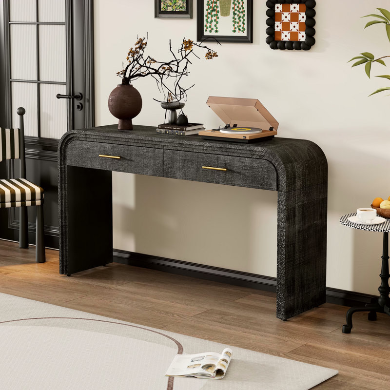 Console à silhouette rétro unique avec style ouvert, Noir antique
