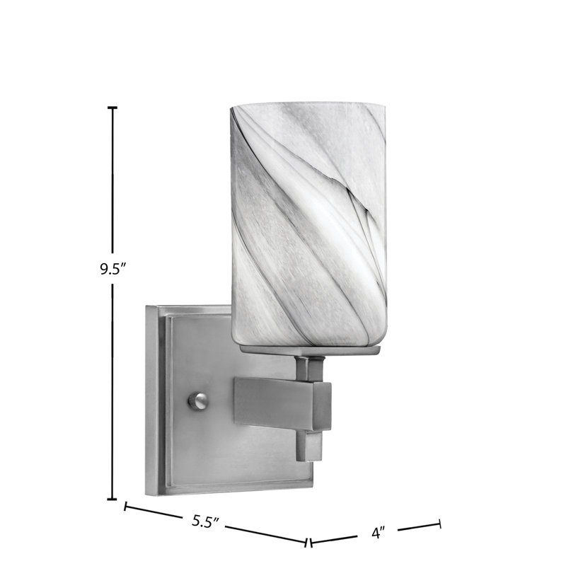 Headland Wall Sconce Shown With 4" Onyx Swirl Glass, Nickel