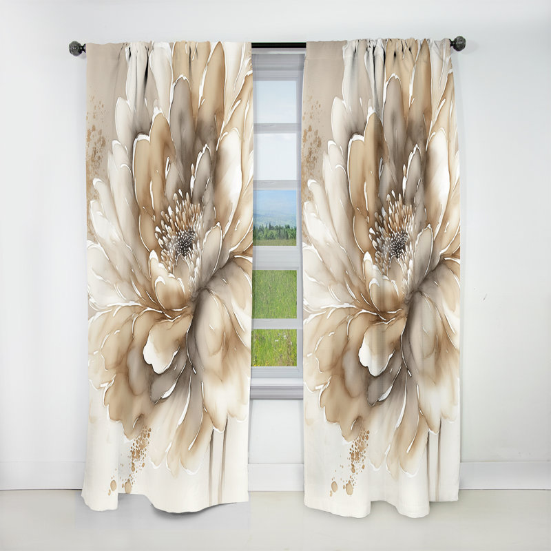 Rideau simple occultant à motif floral simple beige IV, L 52 po x L 108 po