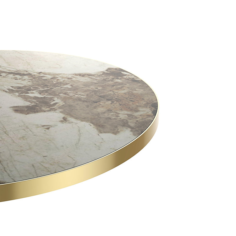 Bistro Table With Faux Marble Top, Light Slate Gray/Brown