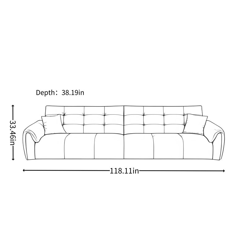 Canapé droit Elephant-Ear, 4, H 33,46 po x l 118,11 po x P 38,19 po, Noir