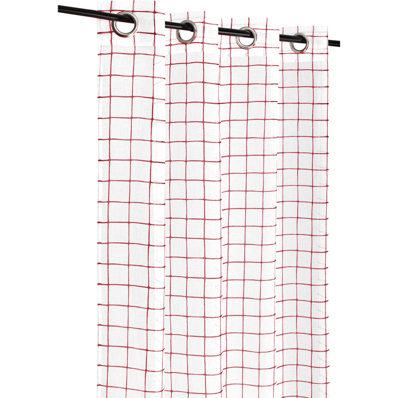 Sheer Single Curtain Panel, Red
