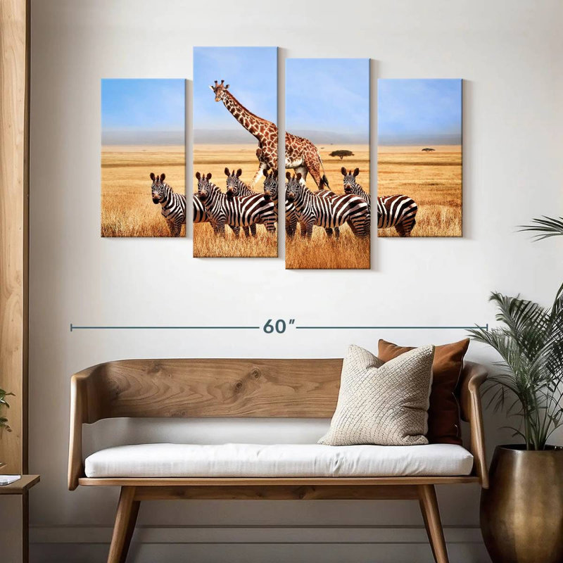 Zèbres et girafes d'Afrique, H 32 po x l 52 po