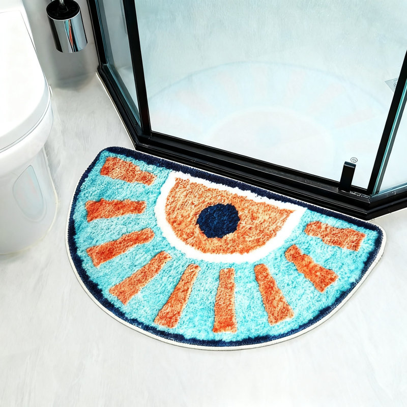 Joli tapis de bain, tapis en peluche à séchage rapide absorbant lavable (bleu)