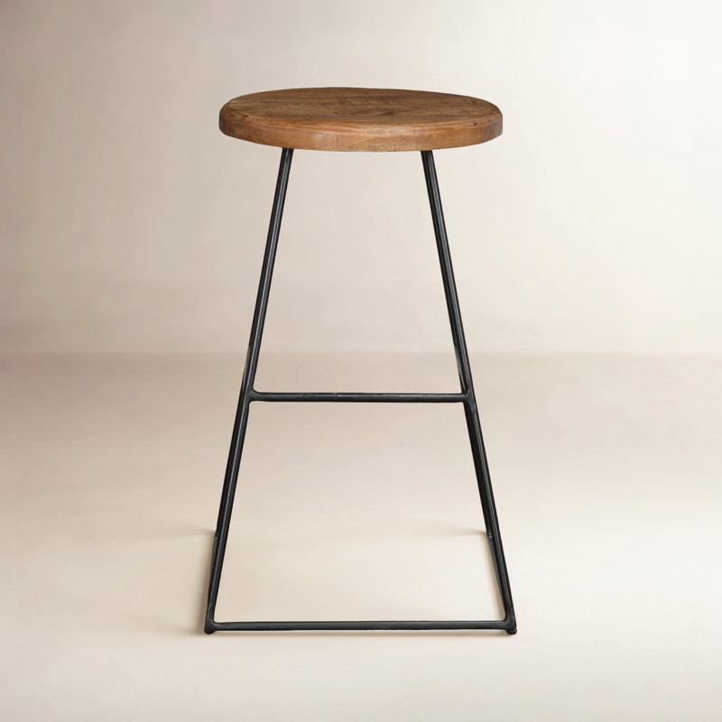 Tabouret de bar et de comptoir en bois massif Anastasia, Noir / Brun naturel, Tabouret de bar (siège d'une hauteur de 30 po)