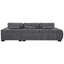 En gris anthracite, cette chaise de style Mid-Century est dotée d'une méridienne droite et d'accoudoirs carrés rembourrés gris pour la vie principale, avec de larges coussins de dossier arrondis et réversibles