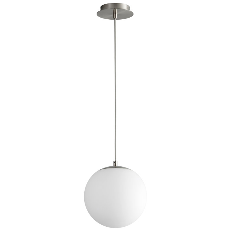 Luminaire suspendu sphère 1 lumière DEL Kamm, Nickel satiné, H 133 po x l 10 po x P 10 po