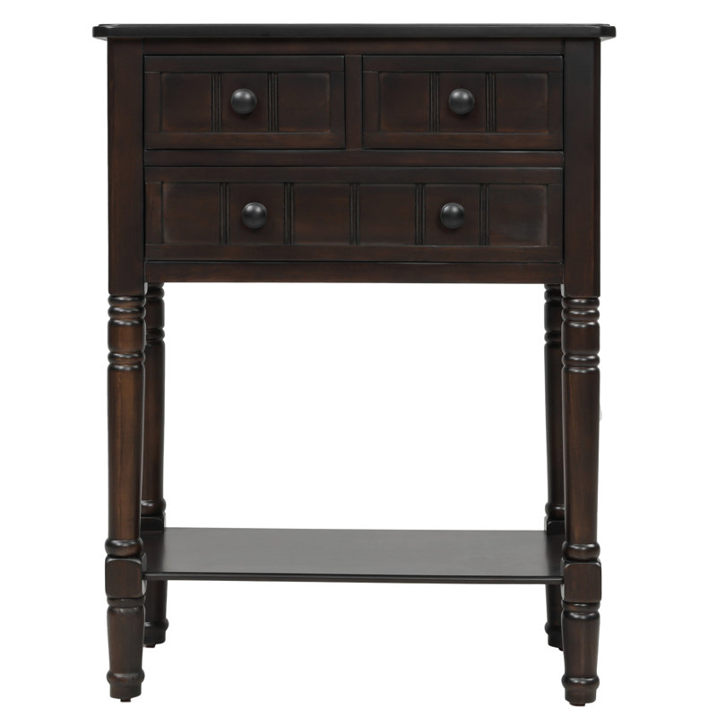 Narrow Console Table, Slim Sofa Table With Three Storage Drawers And Bottom Shelf For Living Room, Easy Assembly, Espresso