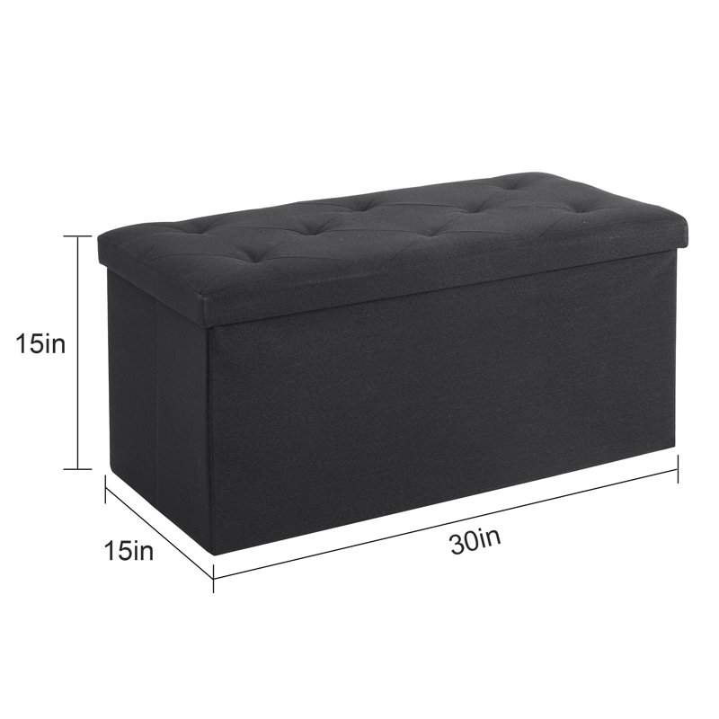 Repose-pieds pliant avec rangement, Mélange de polyester noir