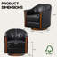 Fauteuil demi-tonneau pivotant rembourré en cuir végétalien de 28 po de largeur avec base en bois massif-935106337
