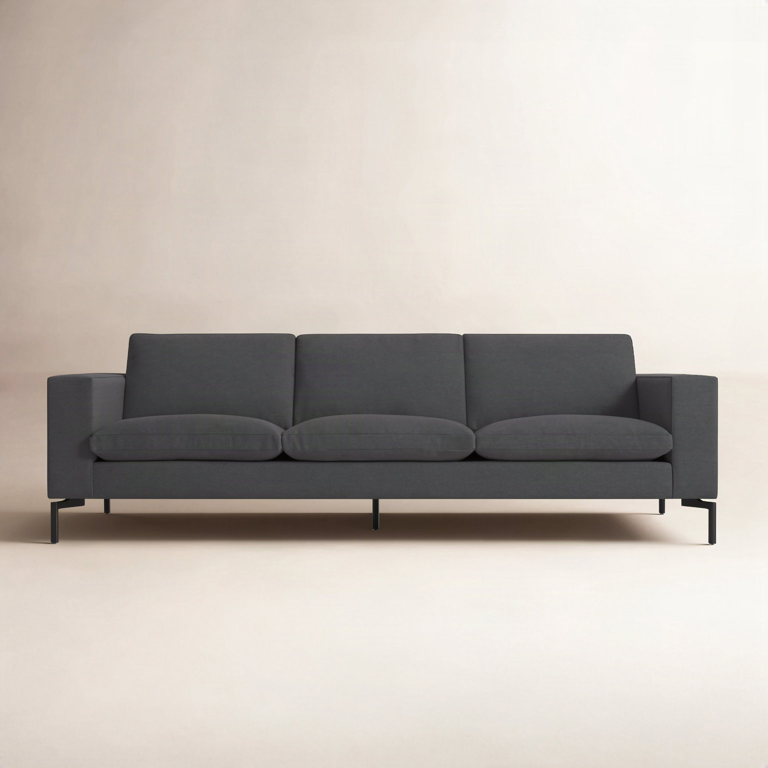 New Standard Upholstered Sofa, 32" H x 92" W x 35" D, Maharam Meld in Panda Polyester Blend, Black