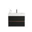 Meuble-lavabo de 30 po avec lavabo à surface solide d'ingénierie noir mat et tiroirs noir doux, meuble-lavabo mural flottant pour salle de bain moderne, lavabo une pièce noir mat, KD-1542253126-1542253125