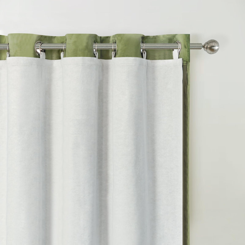 100% Blackout Curtain Liners for Bedroom Noice Reducing Thermal Insulated Liners for Living Room with 18 Pcs Rings 2 Panels Set