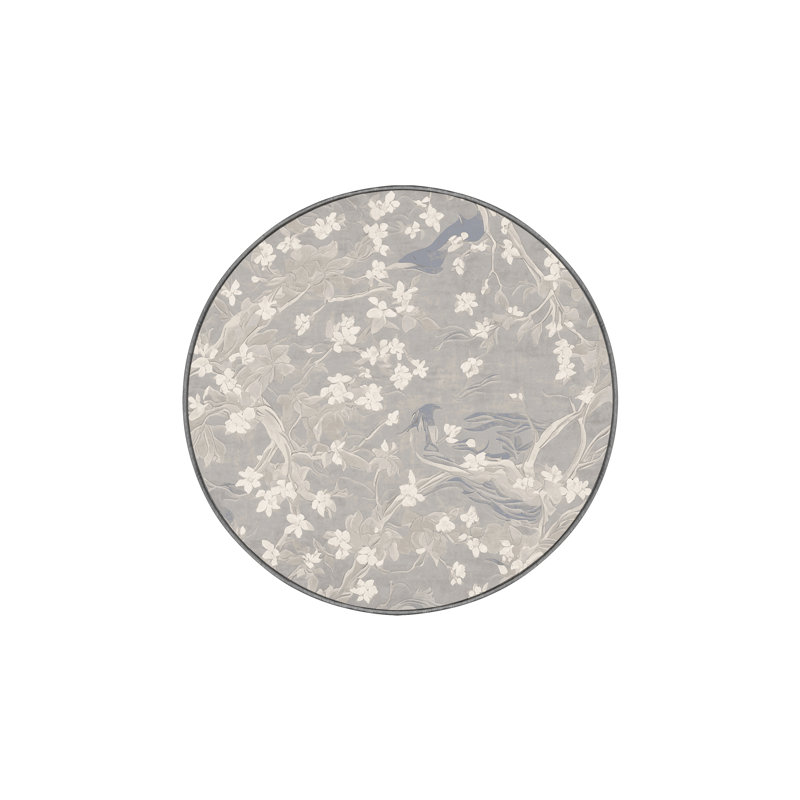 Tapis gris lavable à la machine, Rond 7 pi