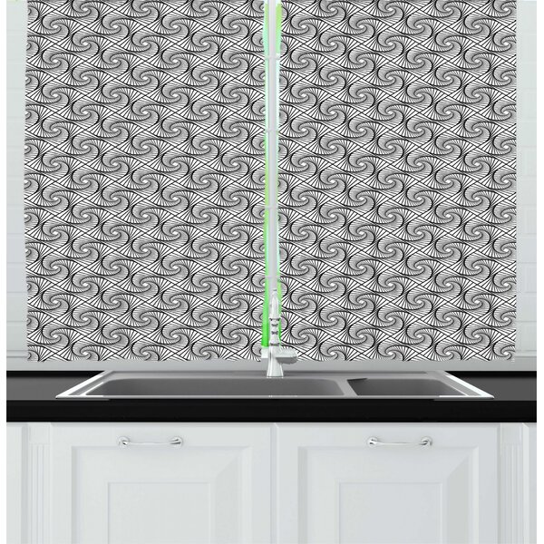 East Urban Home Gray White 55'' W Kitchen Curtain In 