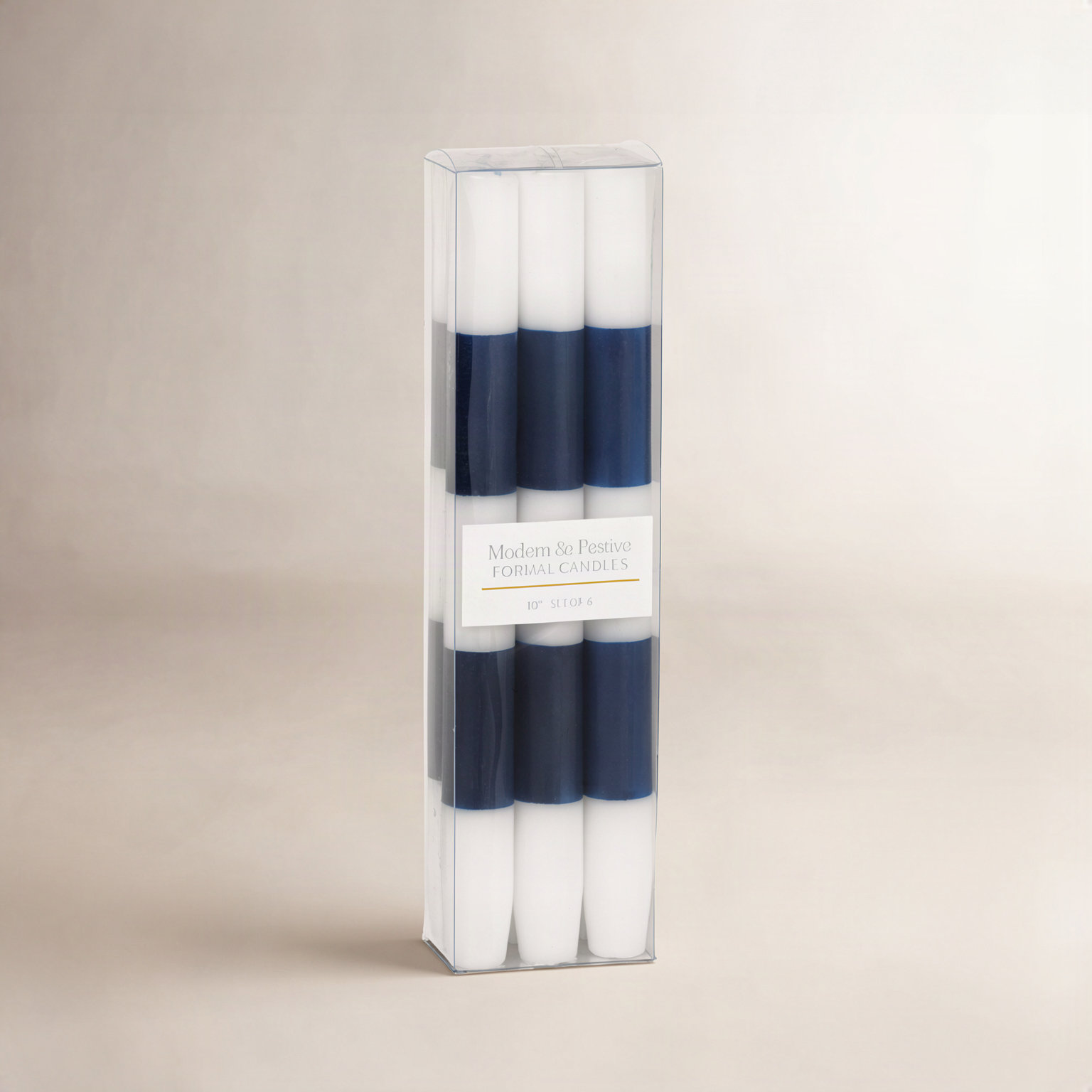 Lumia Unscented Taper Candle, 11" L x 1" W Taper, Blue/White