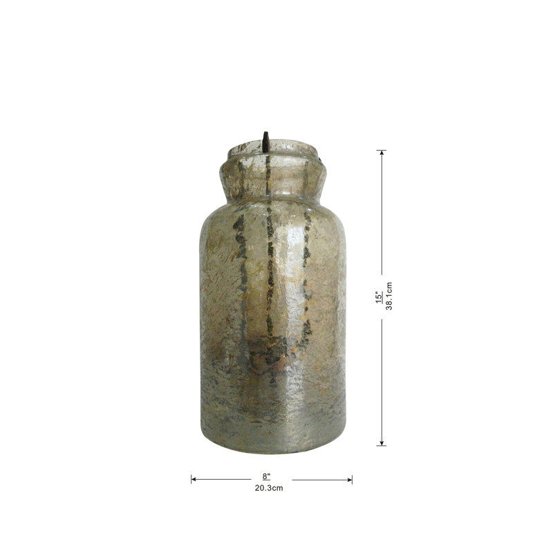 Rollison Glass Tabletop Hurricane, 15" H x 8" W x 8" D
