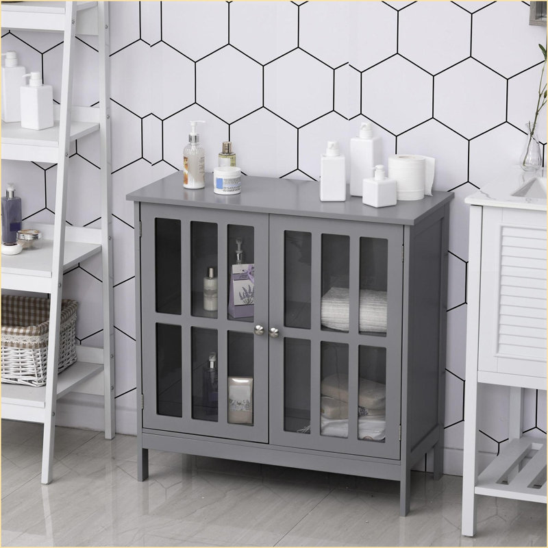 Sideboard Buffet, Gray Multipurpose Storage Cabinet with 2 Acrylic Doors | MDF Construction, 31.5" L x 14.25" W x 31.5" H