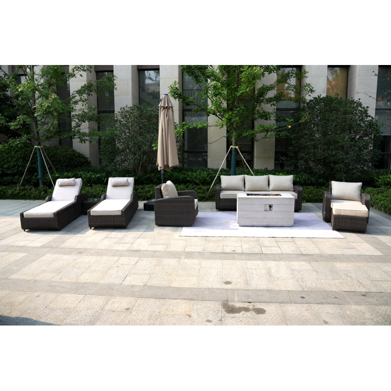 Ensemble de conversation en osier / rotin pour 8 personnes Fabiana