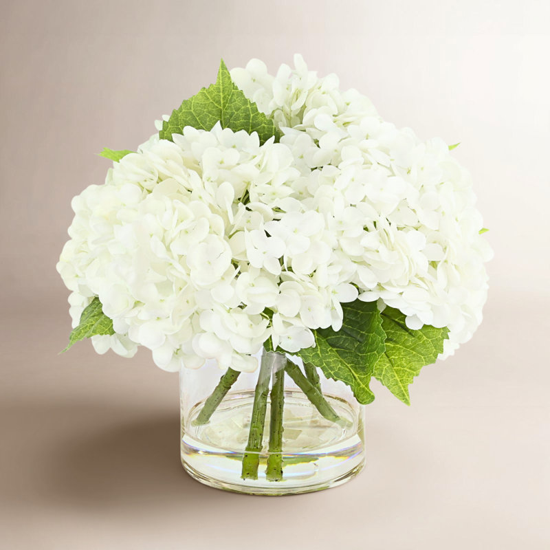 Faux Hydrangea Arrangement, White
