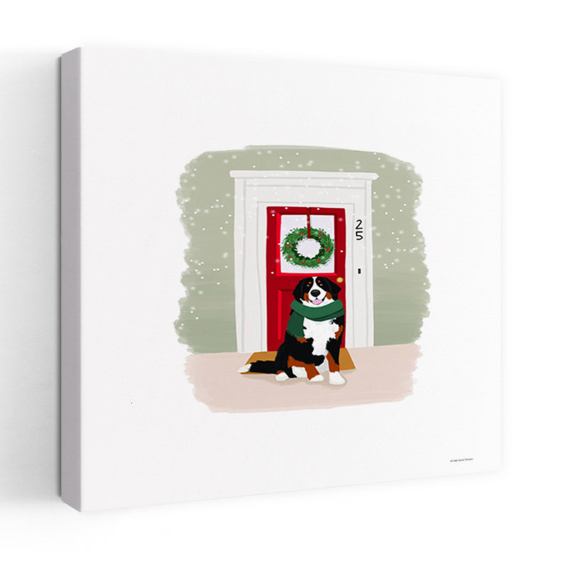 Art de chien contemporain de Noël fantaisiste, H 18 po x l 18 po