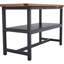 Ensemble de table de salle à manger en MDF noyer brun pour 6 personnes avec chaises en tissu et pieds en métal, style minimaliste moderne